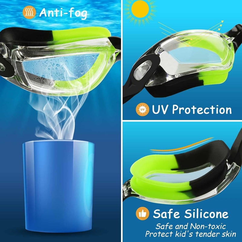 COOLOO Kids Swim Goggles, 2 Packs Swimming Goggles for Kids Girls Boys and Child Age 4-16 - Image 3